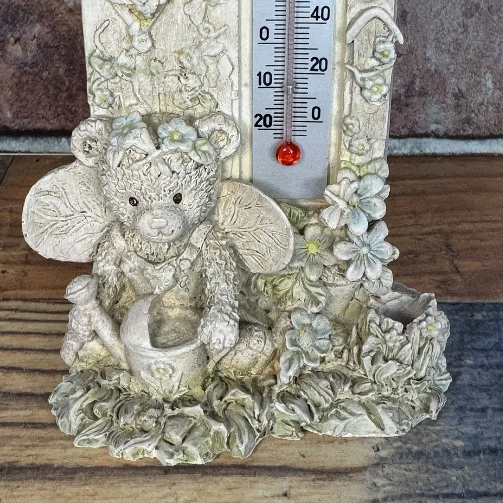 Vintage Thermometer 3D Resin Teddy Bear Spring Garden Cottagecore Country
